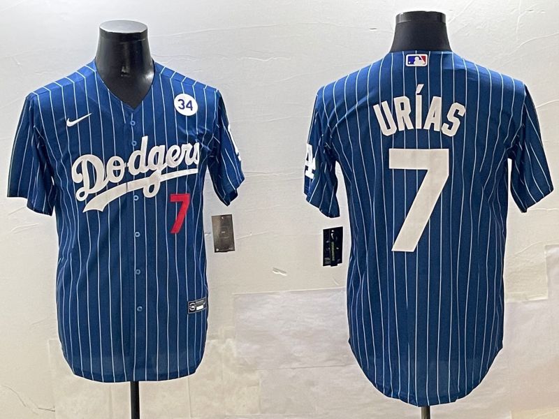 Men Los Angeles Dodgers #7 Urias Blue Stripe Fashion Game 2025 Nike MLB Jersey style 4->los angeles dodgers->MLB Jersey